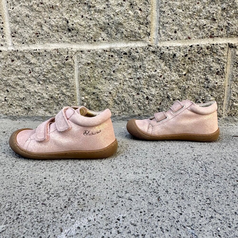 NATURINO Cocoon VL Shoes Girls 29 US 12 Pink Suede Glitter Sneakers Bootie Shoe - Picture 2 of 9